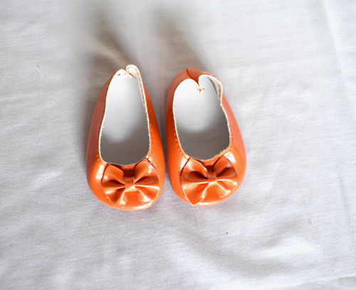 ORANGE PATENT BOW FLAT SHOES FIT 18" AMERICAN GIRL DOLLS NEW GENERIC