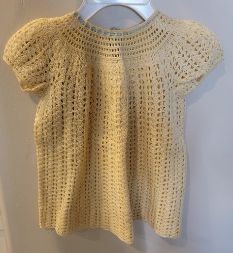 Handcrafted CROCHETED Vintage BABY DRESS Creamy Off-White 12-18 MONTHS - Picture 4 of 5