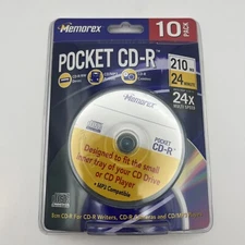 Memorex 210MB 24 Minute 3" Pocket CD-R Discs 24x Speed 10 Pack New Sealed MP3