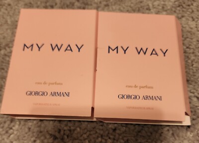 2x Giorgio Armani My Way Eau de Parfum EDP Sample Spray .04oz 1.2ml New w/ Cards