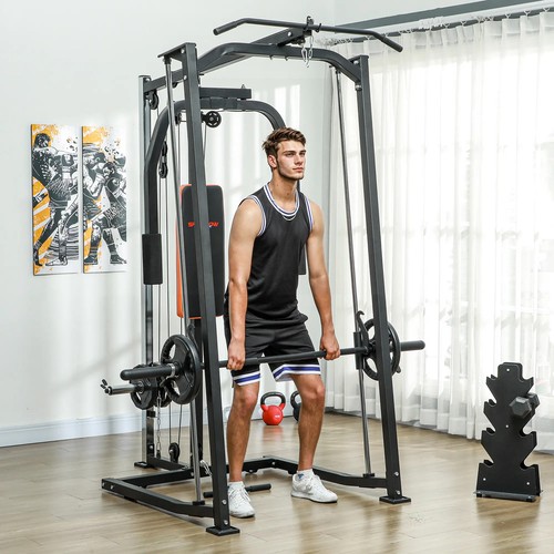 3 In 1 Smith Machine with Dual Cable Pulley System, Chest Press Station - Picture 2 of 11
