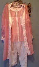 LUXURY NEW VICTORIA'S SECRET 3 PIECE PJ/LOUNGE SET SILK LIKE SZ P Pink Rose