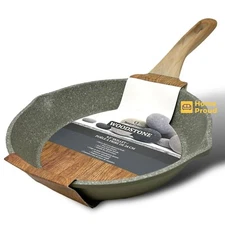 Premium Frying Pan 9.5” Skillet Nonstick Heavy Duty WOODSTONE Kitchen Cookware