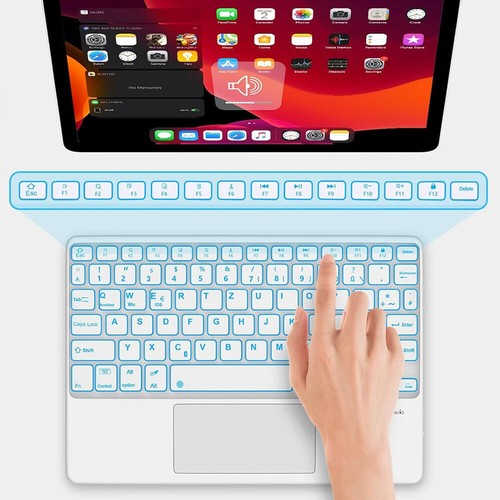 Beleuchtet QWERTZ Tastatur Maus Kabellos für Handy Tablet PC iPad iOS Android DE - Bild 22 von 82