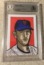 Nolan Ryan Original Art Sketch Card New York Mets MLB HOF Beckett BAS True 1/1