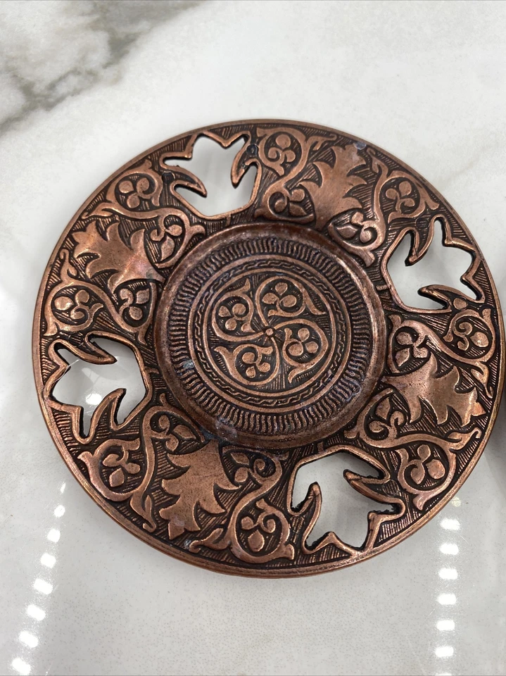 VTG Turkish Copper Cups Coffee Tea Espresso Serving Saucer Set of 2 Turkyie - Image 4 of 4