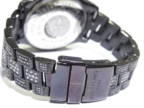 Women's Breitling Colt Oceane A77380 SS W/ Black PVD 10ct White & Black Diamond - Picture 5 of 10