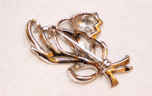 Luxurious costume large sparkling diamante marcasite tulip bud brooch beautiful - Picture 6 of 9