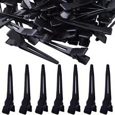 Black Single Prong Curl Clips 100 Pack 4.5x0.8cm Metal Alligator Hair Pins