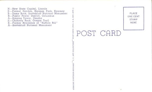 Großer Brief Leinen Postkarte NEBRASKA NE UNP - Bild 2 von 2