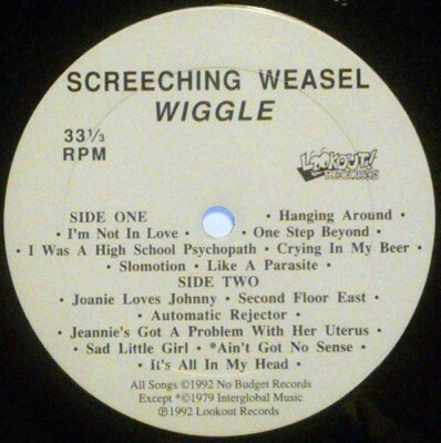 Screeching Weasel / Wiggle 1993 US LP Lookout! Records