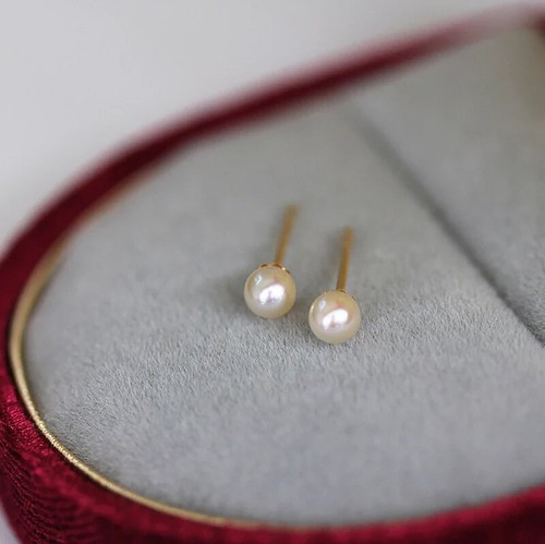Natural Dainty Pearl Stud Earrings Tiny Minimalist Stacking 925 Sliver Earrings - Picture 4 of 4