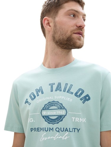 TOM TAILOR Camiseta Hombre Logo - Regular Fit S M L XL XXL 3XL Azul Blanco Gris - Imagen 49 de 75