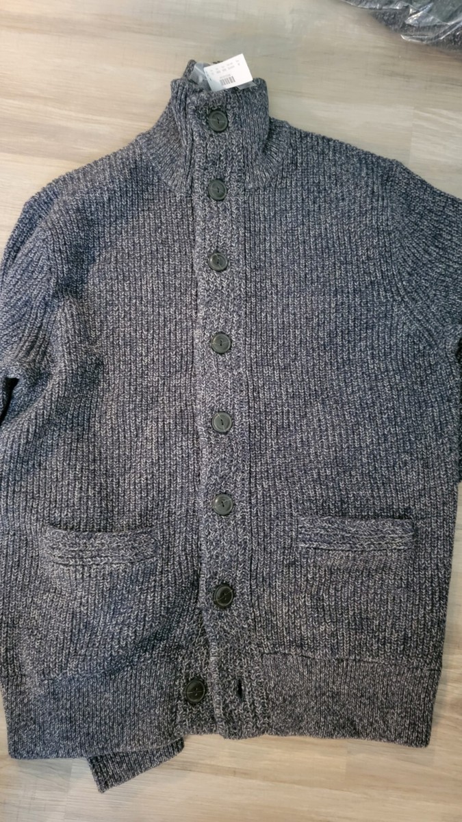 J Crew Marled cotton mockneck cardigan sweater G8958 Medium