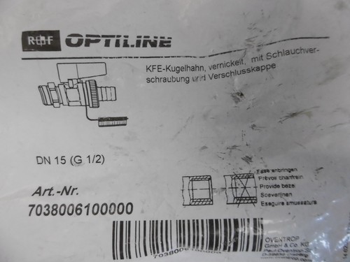 R+F Optiline Oventrop KFE-Hahn KFE-Kugelhahn DN15 1/2" 7038006100000 Neu OVP - Bild 3 von 3