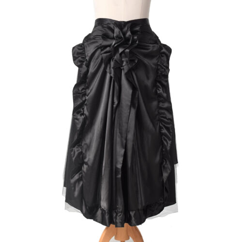 2 in 1 Vintage Bustle Skirt Cape Women Punk Gothic Cape Victorian Long Ruffle - Picture 12 of 18
