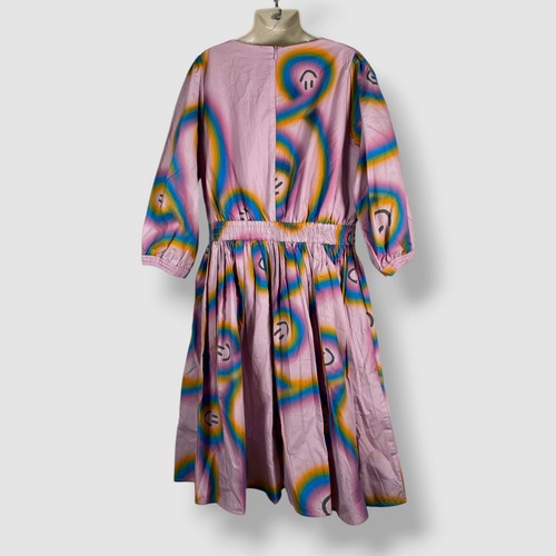 Molo Kids Girl's Purple Happy Face Round Neck Puff Sleeve Choly Dress Size 11-12 - Picture 2 of 6