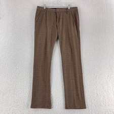 Dondup Brown Dress Pants Mens Size 32 Tweed Straight Leg Work Made in Italy