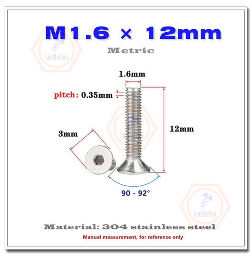 Tornillo cabeza avellanada hexagonal M1.6/M2/M2.5/M3 acero inoxidable 304 - Imagen 9 de 66