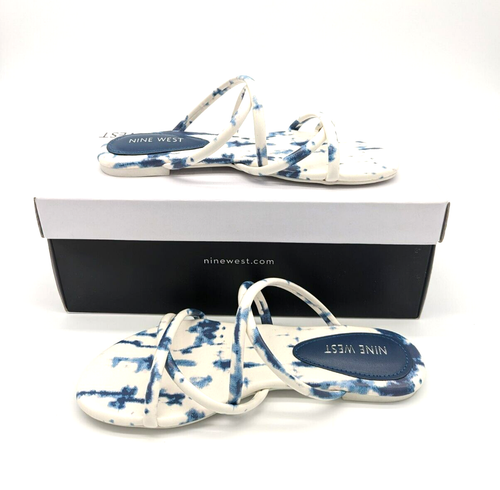 Nine West Beva flache Damen-Slipper überkreuzte flache Sandalen weiß mehrere Größen 6 M - Bild 2 von 5