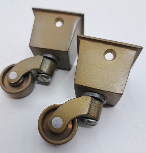 Antique / Vintage Brass Furniture Casters Hardware Lot of 2 - Picture 7 of 7