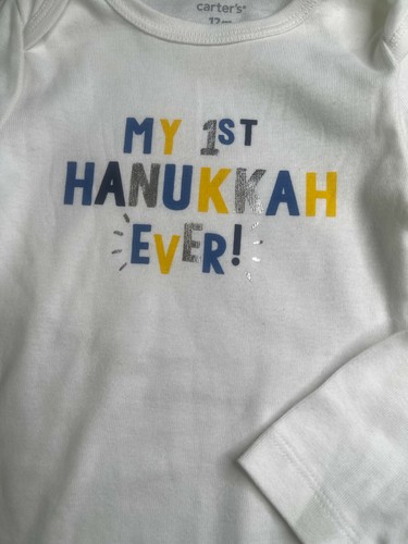 NWT 12m unisex girls boys My first Hanukkah EVER oufit carters top pants dreidel - Picture 7 of 7