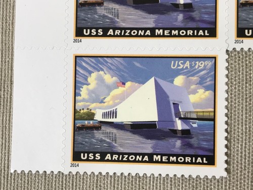 SC# 4873 - 2013 $19.99 Express - USS Arizona Memorial, Plate Block of 4 +1 (=5) - Picture 2 of 3
