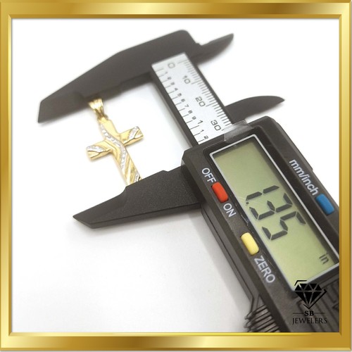10K Yellow/White Gold Double Sided Two Tone Diamond Cut Cross Pendant 1.2g Charm - Picture 2 of 9