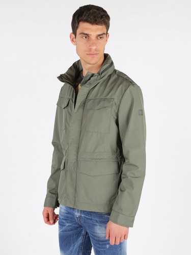 Verde Giubbino Bottoni Impermeabile Giacca Zip Casual Multitasche Giubbotto Uomo W60XFxdn