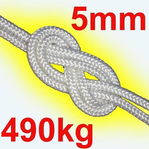 5mm Leine PES-Seil Reepschnur 490kg 10m Meterware weiß - Bild 1 von 1