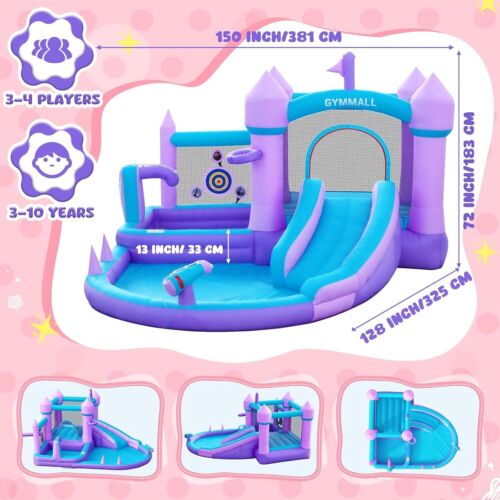 GYMMALL Inflatable Bounce House for Kids 3-10, Purple Dream House Bouncy Castle - Picture 5 of 8