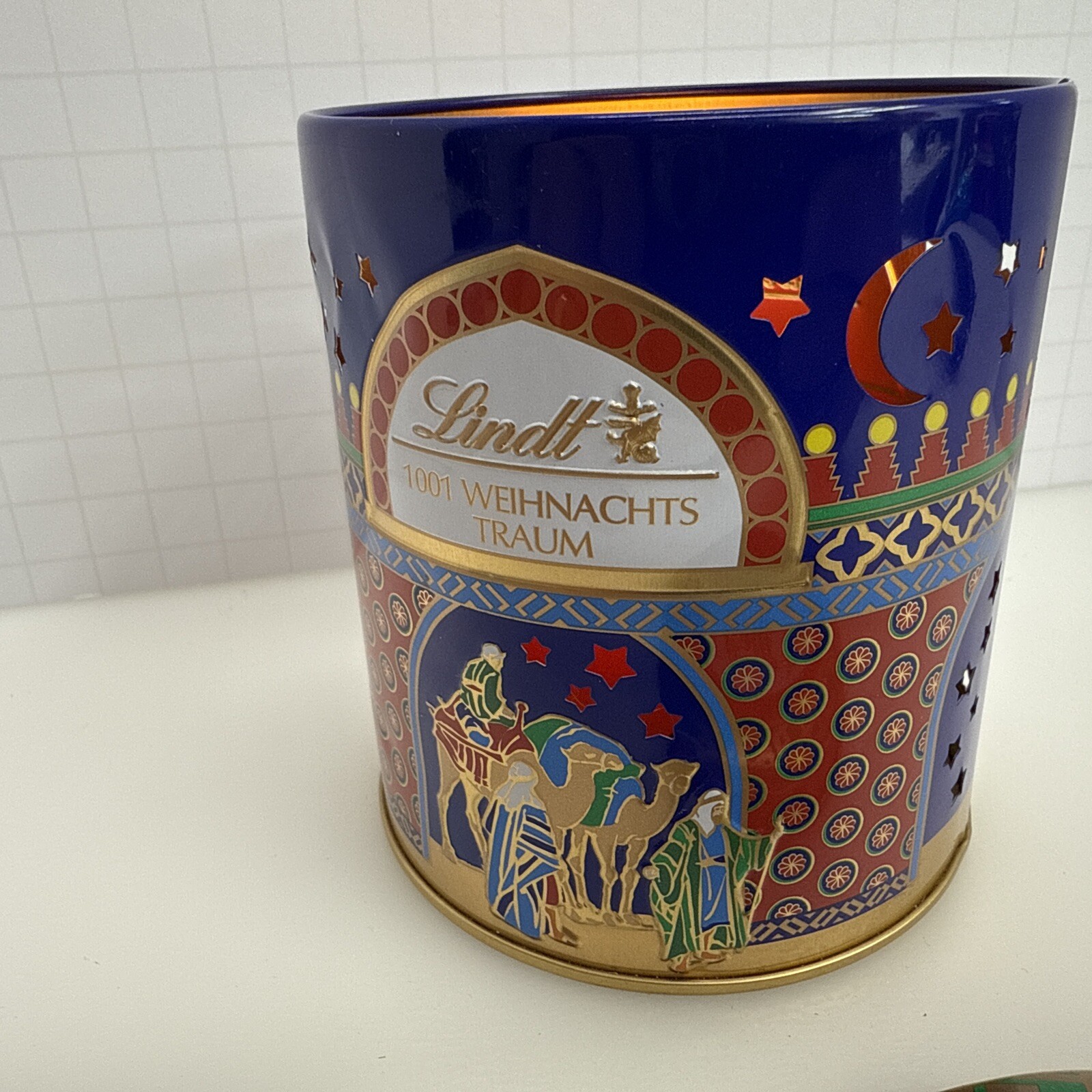 Lindt & Sprungli Chocolate Tin Christmas Wise Men Empty Decor Tea Light