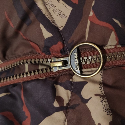 Barbour Womens Camo Puffer Jacket Size 8 Brown Crown Fibre Down Quilted Coat - Picture 4 of 10