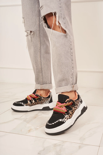 New Women Leopard Chunky Ribbon Shoelace Trainer Sneaker. More Colours. EU 36-41 - Picture 14 of 14