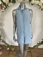Influence Dress Size 8 Blue Chambray Washed Viscose Sleeveless Shirt Dress KH57