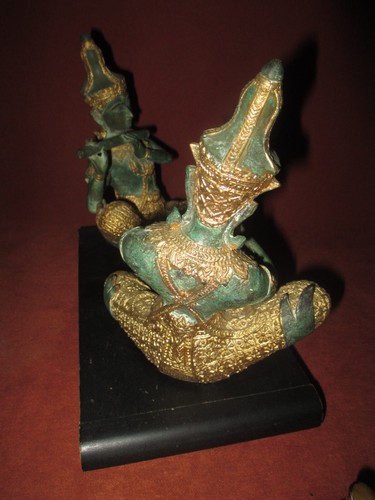 "Coppia di figurine principe tailandese Teppanom bronzo dorato 7" - Foto 3 di 7