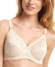 Dominique BEIGE Shimmering Nylon Lace Bra, US 36D, UK 36D