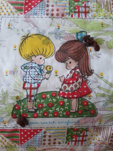 VTG 1970's Joan Walsh Anglund Dolls Bedspread Blanket Twin W/ Yarn 96"×54" - Picture 4 of 10