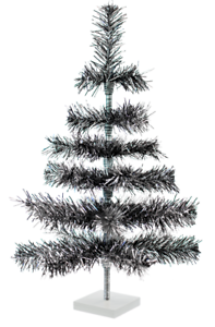 24 Classic White Tinsel Christmas Tree Tabletop Home Holiday Centerpiece Display Decorations 2FT Tall White Stand Included