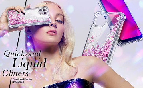 For T-Mobile Revvl 7 / 7 Pro 5G Case Liquid Glitter Phone Cover + Tempered Glass - Picture 29 of 63