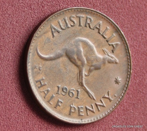 * 1961 HALFPENNY SPEAR CRACK ON P OF PENNY LUMP ON A OF ELIZA CIRCULATED #KTY2 - Picture 2 of 9