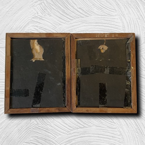 Vintage Paar 5 "x 4,25" umgekehrte Malerei auf konvexem Glas umwerbende Paar Silhouetten - Bild 8 von 24
