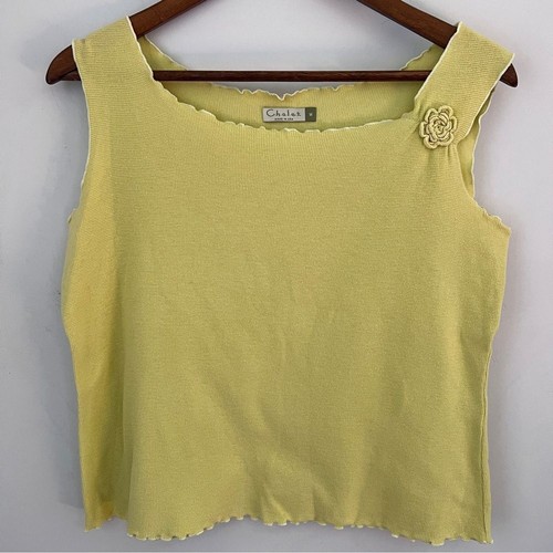 Chalet Yellow Green Boxy Sleeveless Tank Top Cotton Medium - Picture 8 of 8