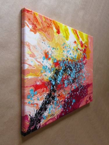 Neu Original Abstrakte Blumenkunst, Acryl Gemälde "MeiHua Blau" Pflaumenblüten - Bild 6 von 7