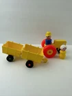 Vintage Fisher Price Little People FARM YELLOW TRACTOR  With Accessories