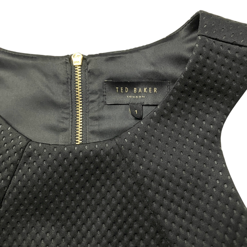 Ted Baker Short Black Spotted Cidia Skater Dress Size 1 8 Fitted Sleeveless - Picture 7 of 8