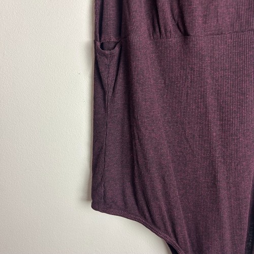 Lovers Friends Bodysuit Womens XL Yolanda Eggplant Purple Ribbed Sleeveless Top - Picture 5 of 8