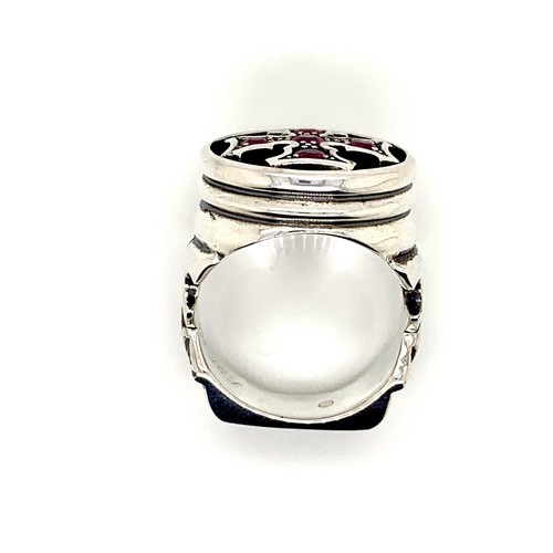 Anillo de plata de ley 925 con sello de cruz de rubí para hombre talla 10 - Imagen 5 de 5