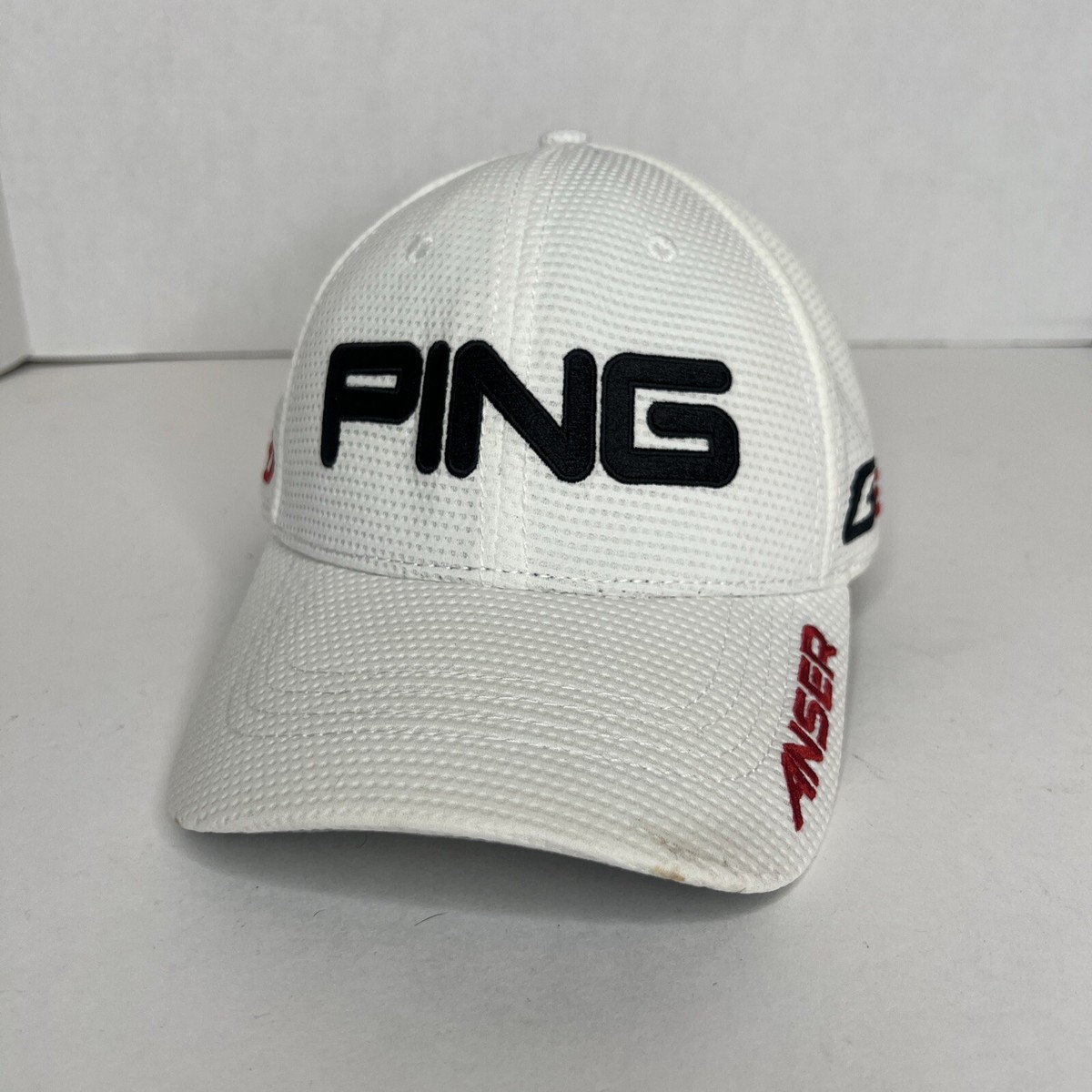 Ping Golf Hat Back White Fitted Medium Anser G20 Golfing Mesh Cap
