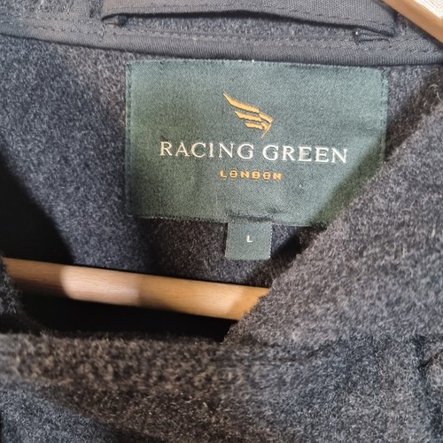 Racing Green Mens Duffel Coat Size Large Grey Wool Cashmere Nylon Blend Hooded - Picture 5 of 7